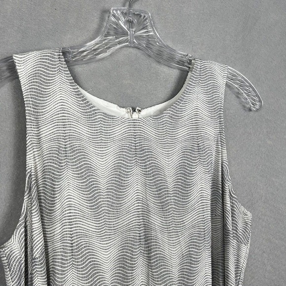 NWT Gap Dress Small White Black Printed Tie Waist Sleeveless Pockets - Picture 6 of 14